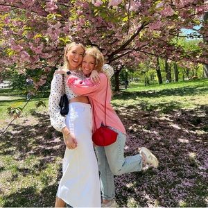 Stradivarius White Denim Maxi Skirt